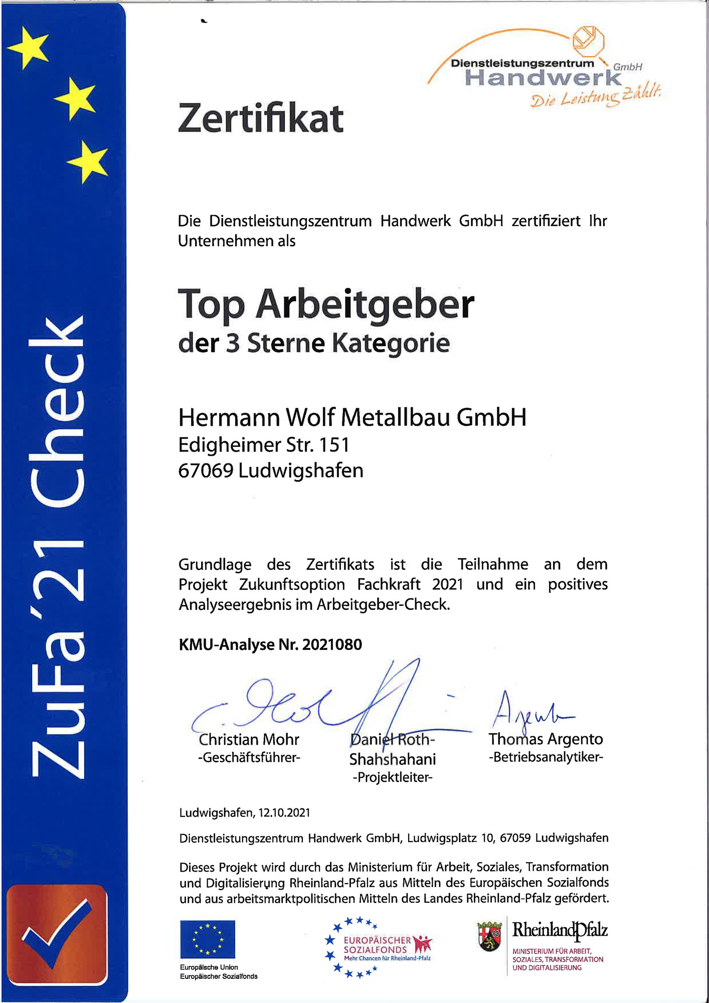 Zertifikat-3-Sterne-Arbeitgeber